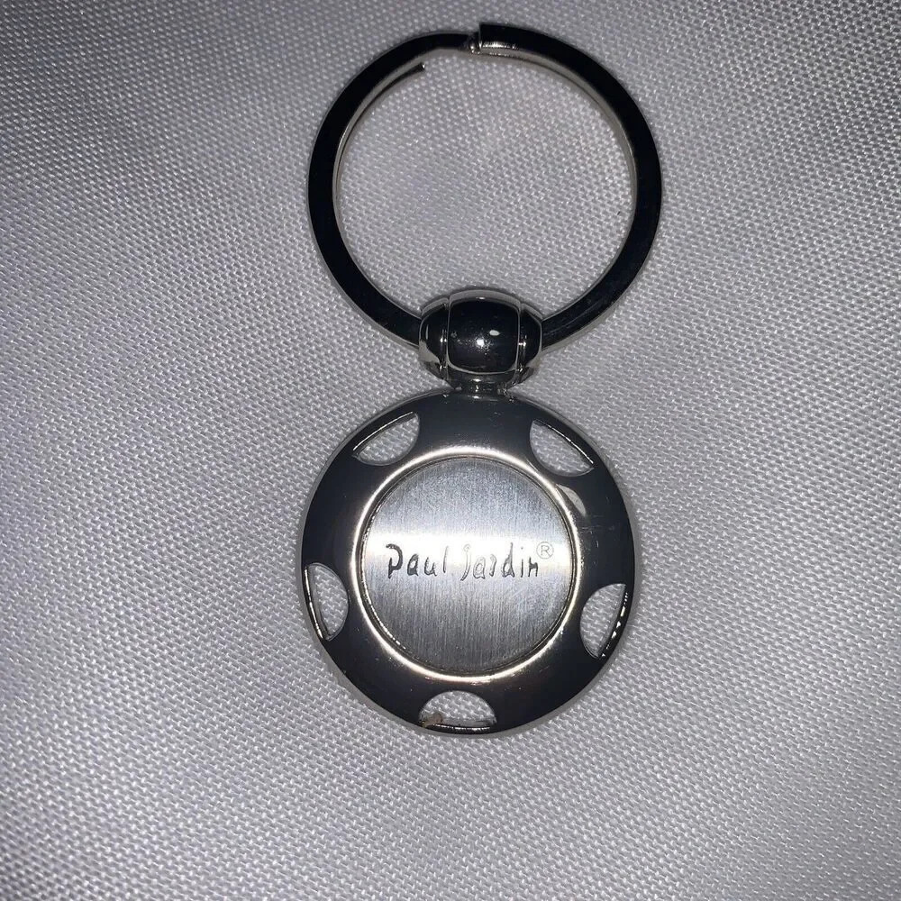 Paul Jardin Keychain Designer Logo Keyring Silver tone Metal Key